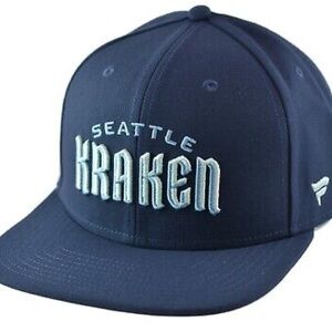 Seattle Kraken Men's NHL Wordmark Logo Blue Snapback Hat by Fanatics